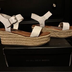 Steven by Steve Madden White Espadrille Platform Sandals